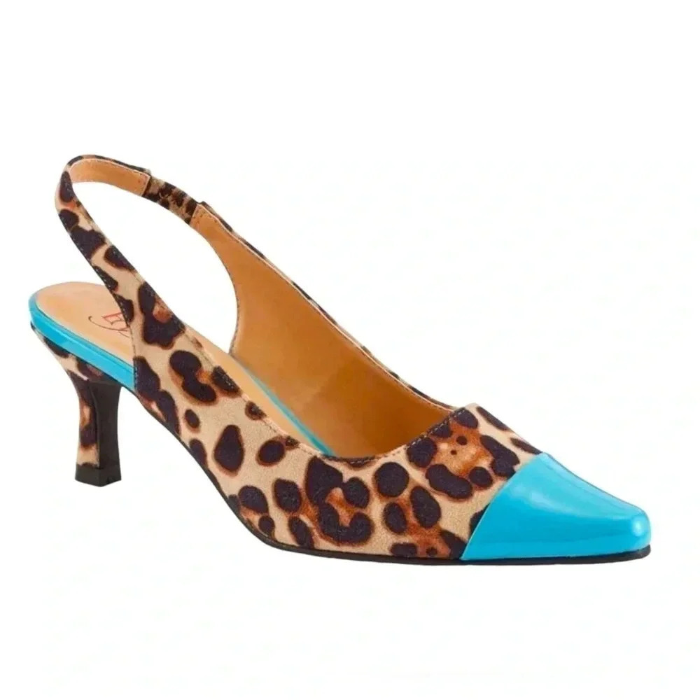EY | Stylish slingback in animal print with bold pops of color
